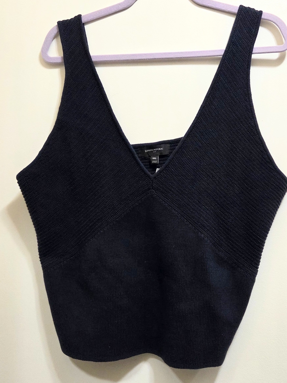Banana Republic Dark Navy Ribbed V-Neck Knit Tank